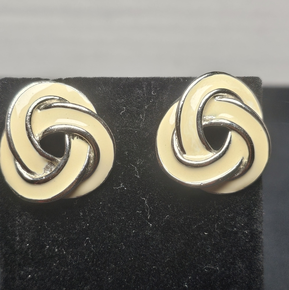 Vintage Enamel Love Knot Earrings